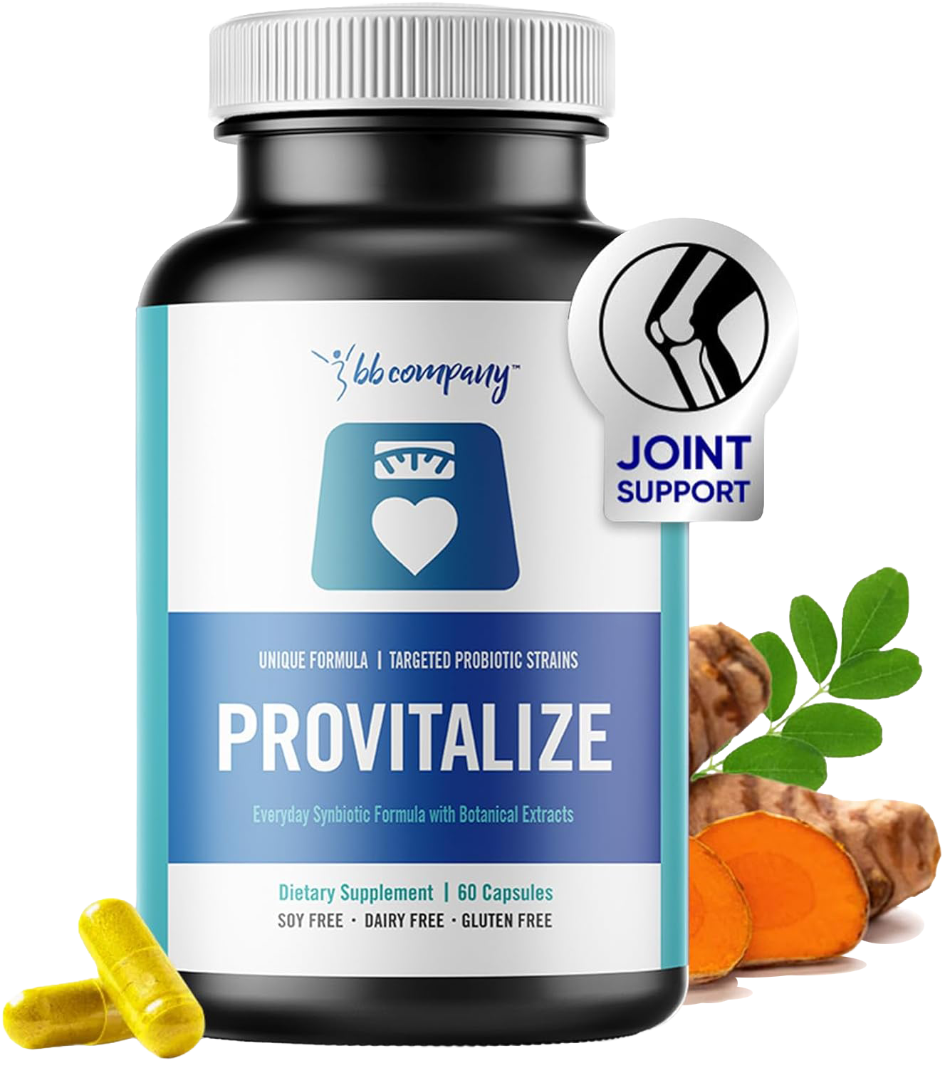 BB Company Provitalize | Probiotics for Women Digestive Health, Menopause, Joint Support | Sexy Midsection Curves, Bloat | Turmeric Curcumin Moringa | Gluten-Free & Shelf-Stable | Ages 40+ | 60 Ct