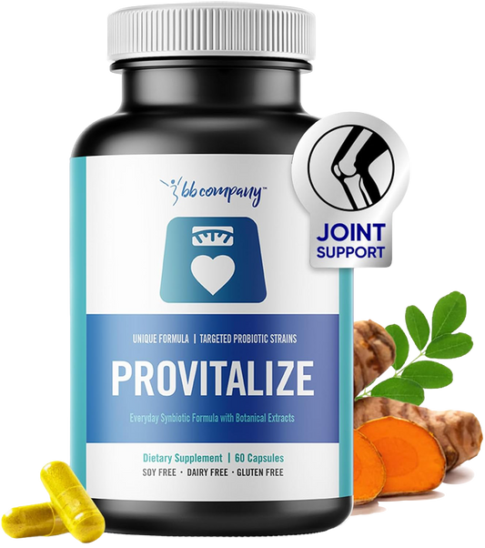 BB Company Provitalize | Probiotics for Women Digestive Health, Menopause, Joint Support | Sexy Midsection Curves, Bloat | Turmeric Curcumin Moringa | Gluten-Free & Shelf-Stable | Ages 40+ | 60 Ct