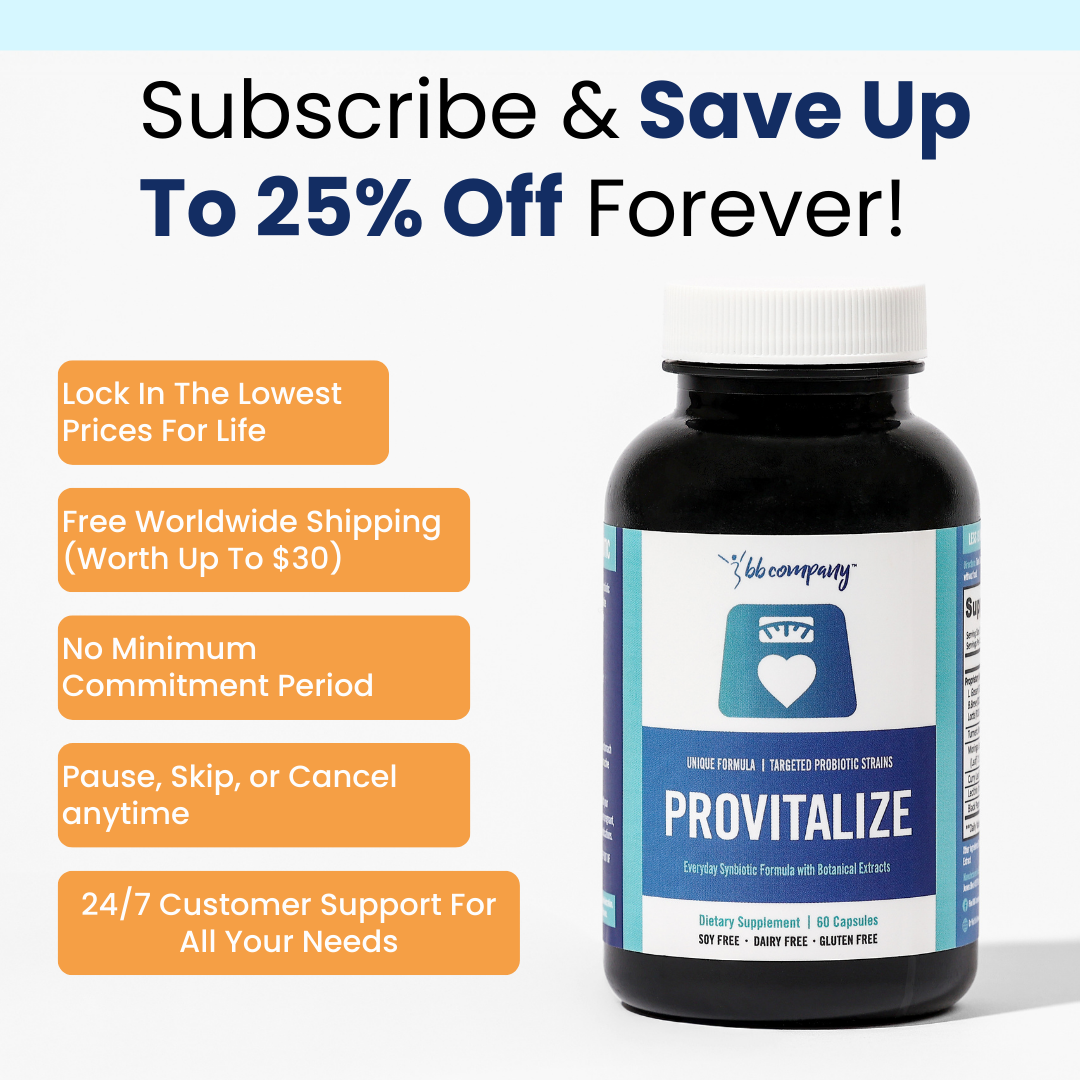BB Company Provitalize | Probiotics for Women Digestive Health, Menopause, Joint Support | Sexy Midsection Curves, Bloat | Turmeric Curcumin Moringa | Gluten-Free & Shelf-Stable | Ages 40+ | 60 Ct